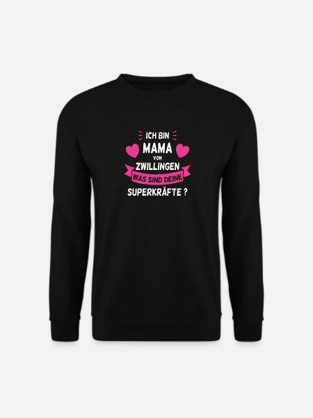 Ich bin Mama von Zwillingen Was sind deine - Unisex Pullover - Schwarz