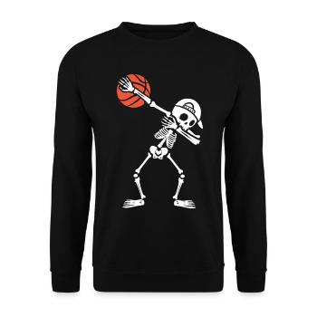 Basketballspieler Dabbing Skelett Basketball - Unisex Pullover - Schwarz - Vorne - Alina (178cm) & Michal (187cm)