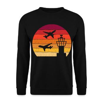 Fluglotse Air Traffic Controller ATC Towerlotse - Unisex Pullover - Schwarz - Vorne - Alina (178cm) & Michal (187cm)