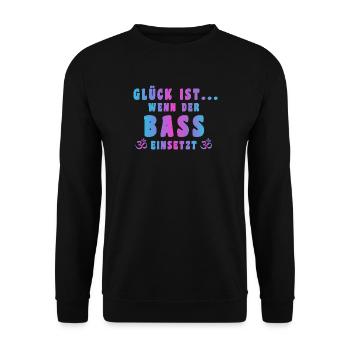 Glück ist wenn der Bass einsetzt! GOA - Unisex Pullover - Schwarz - Vorne - Alina (178cm) & Michal (187cm)