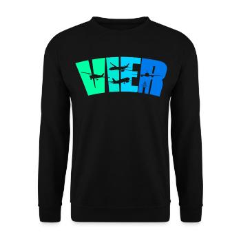 Geburtstag Junge 4 Jahre Flugzeug Flugzeuge - Unisex Pullover - Schwarz - Vorne - Alina (178cm) & Michal (187cm)