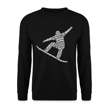 Snowboarder Typografie Herren Jungen Snowboard - Unisex Pullover - Schwarz - Vorne - Alina (178cm) & Michal (187cm)