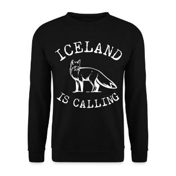 Island Fuchs Polarfuchs Blaufuchs Iceland - Unisex Pullover - Schwarz - Vorne - Alina (178cm) & Michal (187cm)