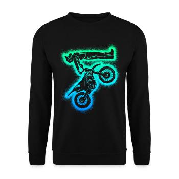 Dirt Biker Motorrad Herren Kinder Motocross - Unisex Pullover - Schwarz - Vorne - Alina (178cm) & Michal (187cm)