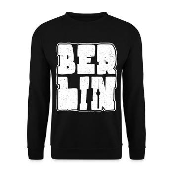 Berliner Souvenir Design Hauptstadt Berlin - Unisex Pullover - Schwarz - Vorne - Alina (178cm) & Michal (187cm)