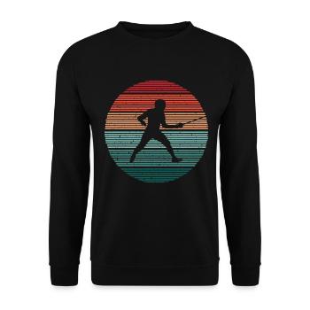 Fechtsport Fechtkampf Fechten Retro Fechter - Unisex Pullover - Schwarz - Vorne - Alina (178cm) & Michal (187cm)