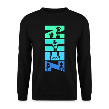 Geburtstag Kinder 10 Jahre alt Robotik Roboter - Unisex Pullover - Schwarz - Vorne - Alina (178cm) & Michal (187cm)