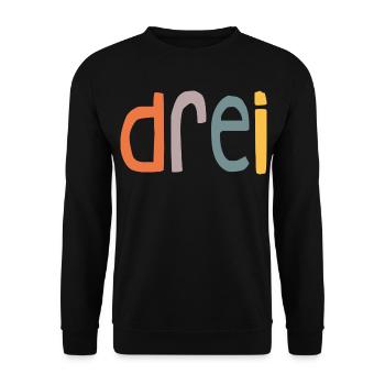 Dritter Geburtstag ich bin 3 Jahre Retro Design - Unisex Pullover - Schwarz - Vorne - Alina (178cm) & Michal (187cm)