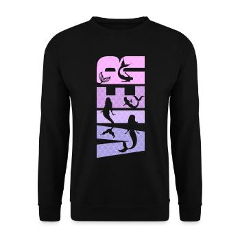 Kinder Geburtstag Mädchen 4 Jahre Meerjungfrau - Unisex Pullover - Schwarz - Vorne - Alina (178cm) & Michal (187cm)
