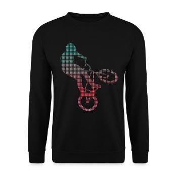 BMX Stunts Bike verpixelt Jungen Fahrrad BMX - Unisex Pullover - Schwarz - Vorne - Alina (178cm) & Michal (187cm)