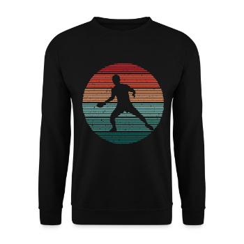 Tischtennisspieler Vintage Design Tischtennis - Unisex Pullover - Schwarz - Vorne - Alina (178cm) & Michal (187cm)