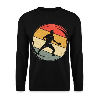 Tischtennis Ping Pong Retro Tischtennisspieler - Unisex Pullover - Schwarz - Vorne - Alina (178cm) & Michal (187cm)