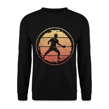Tischtennis Vintage Ping Pong Tischtennisspieler - Unisex Pullover - Schwarz - Vorne - Alina (178cm) & Michal (187cm)