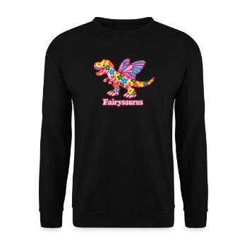 Fairysaurus niedlicher floraler T-Rex - Unisex Pullover - Schwarz - Vorne - Alina (178cm) & Michal (187cm)