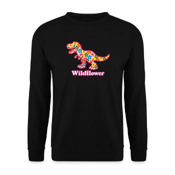 Wildblumen-Süßer Floral-T-Rex - Unisex Pullover - Schwarz - Vorne - Alina (178cm) & Michal (187cm)