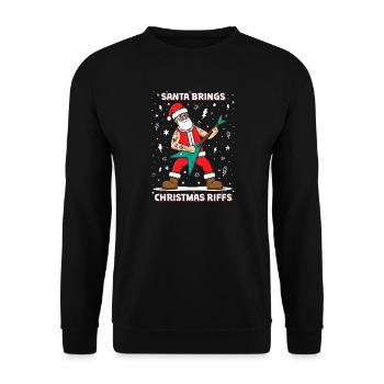 Santa bringt Weihnachtsriffs - Unisex Pullover - Schwarz - Vorne - Alina (178cm) & Michal (187cm)