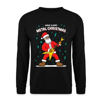 Habt ein sehr metallisches Weihnachten - Unisex Pullover - Schwarz - Vorne - Alina (178cm) & Michal (187cm)