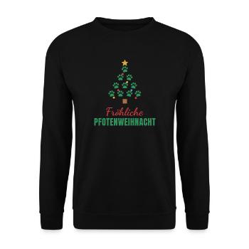 Fröhliche Pfotenweihnacht – Pfotenbaum - Unisex Pullover - Schwarz - Vorne - Alina (178cm) & Michal (187cm)