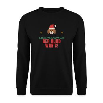 Lieber Weihnachtsmann, der Hund war's! - Unisex Pullover - Schwarz - Vorne - Alina (178cm) & Michal (187cm)