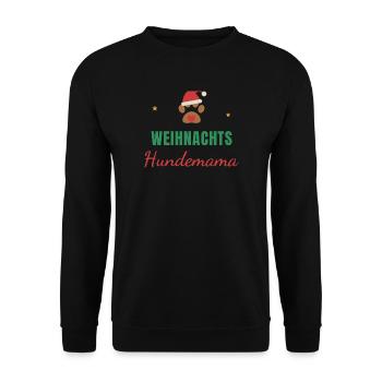 Weihnachts-Hundemama – Pfote mit Mütze - Unisex Pullover - Schwarz - Vorne - Alina (178cm) & Michal (187cm)
