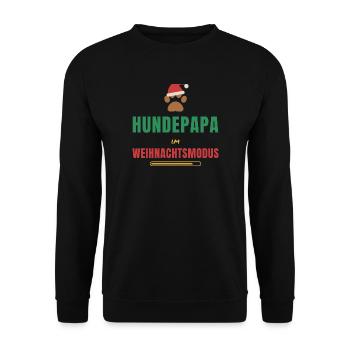 Hundepapa im Weihnachtsmodus – Hund - Unisex Pullover - Schwarz - Vorne - Alina (178cm) & Michal (187cm)