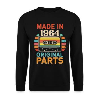 1964 Geburtstag Original 70er 60er Retro-Kassette - Unisex Pullover - Schwarz - Vorne - Alina (178cm) & Michal (187cm)