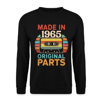 1965 Geburtstag Original 70er 60er Kassettenband Retro - Unisex Pullover - Schwarz - Vorne - Alina (178cm) & Michal (187cm)