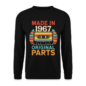 Geburtstag 1967 Original 70er 60er Kassettenband Retro - Unisex Pullover - Schwarz - Vorne - Alina (178cm) & Michal (187cm)