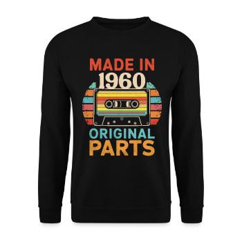 1960 Geburtstag Original 70er 60er Kassettenband Retro - Unisex Pullover - Schwarz - Vorne - Alina (178cm) & Michal (187cm)
