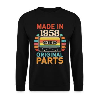 1958 Geburtstag Original 70er 80er Kassettenband Retro - Unisex Pullover - Schwarz - Vorne - Alina (178cm) & Michal (187cm)