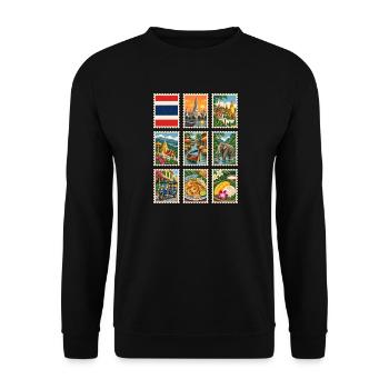 Thailand Briefmarken - Unisex Pullover - Schwarz - Vorne - Alina (178cm) & Michal (187cm)
