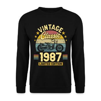 1987 40-Jahre-Jubiläum Vintage Rocker - Unisex Pullover - Schwarz - Vorne - Alina (178cm) & Michal (187cm)