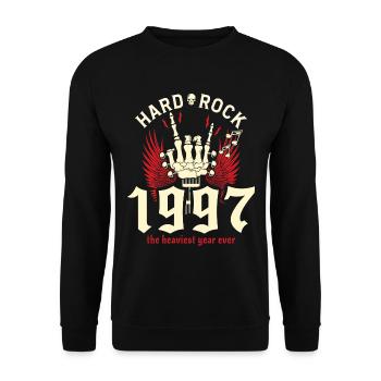 1997 30 Jahre alter Jubiläums-Vintage Rocker - Unisex Pullover - Schwarz - Vorne - Alina (178cm) & Michal (187cm)