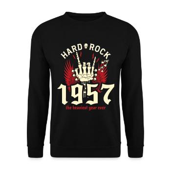 1957 70-Jahre-Jubiläum Vintage Rocker - Unisex Pullover - Schwarz - Vorne - Alina (178cm) & Michal (187cm)