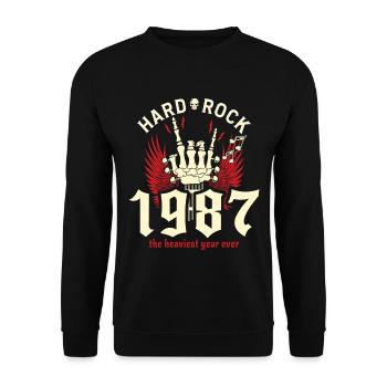 1987 40-Jahre-Jubiläum Vintage Rocker - Unisex Pullover - Schwarz - Vorne - Alina (178cm) & Michal (187cm)
