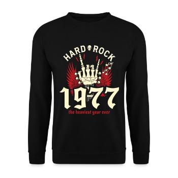 1977 50-jähriges Jubiläum Vintage Rocker - Unisex Pullover - Schwarz - Vorne - Alina (178cm) & Michal (187cm)