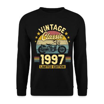 1997 30-jähriges Jubiläum Vintage Biker - Unisex Pullover - Schwarz - Vorne - Alina (178cm) & Michal (187cm)