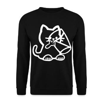 Das Kätzchen und das Glas Milch (Weiß) - Unisex Pullover - Schwarz - Vorne - Alina (178cm) & Michal (187cm)