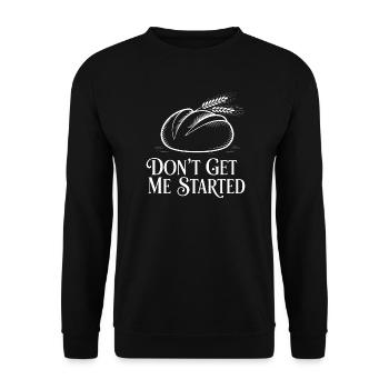 Fang gar nicht erst an Brot-Grafik - Unisex Pullover - Schwarz - Vorne - Alina (178cm) & Michal (187cm)