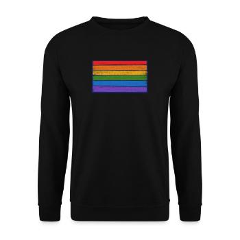 Regenbogenstreifen-Burst - Unisex Pullover - Schwarz - Vorne - Alina (178cm) & Michal (187cm)