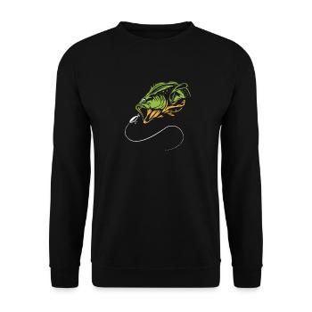 Forelle Forellenteich Angelrute Angler Anglerfisch - Unisex Pullover - Schwarz - Vorne - Alina (178cm) & Michal (187cm)