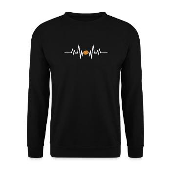 Herzschlag Halloween Pumpkin Design - Unisex Pullover - Schwarz - Vorne - Alina (178cm) & Michal (187cm)