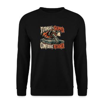 Tutorial übersprungen - Unisex Pullover - Schwarz - Vorne - Alina (178cm) & Michal (187cm)
