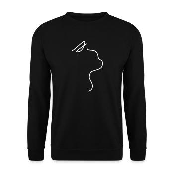 Katze Silhouette Katzengesicht - Unisex Pullover - Schwarz - Vorne - Alina (178cm) & Michal (187cm)