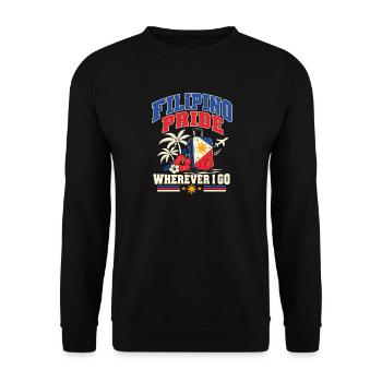 Filipino Amerikaner Zwei Kulturen Herkunft - Unisex Pullover - Schwarz - Vorne - Alina (178cm) & Michal (187cm)