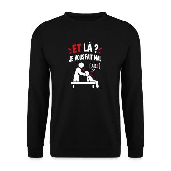 Und dort? Ich tue dir weh. Autsch. - Unisex Pullover - Schwarz - Vorne - Alina (178cm) & Michal (187cm)