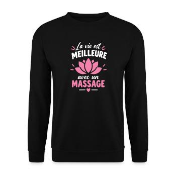 Life Best Lotus Massage - Unisex Pullover - Schwarz - Vorne - Alina (178cm) & Michal (187cm)