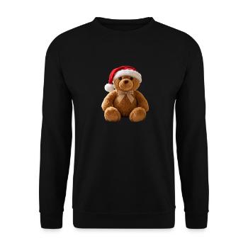 Weihnachts Teddybär mit Santa Hut - Unisex Pullover - Schwarz - Vorne - Alina (178cm) & Michal (187cm)