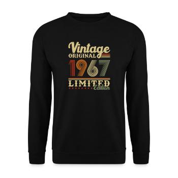 60 Jahre 1967 Vintage Retro Geburtstagsgeschenk - Unisex Pullover - Schwarz - Vorne - Alina (178cm) & Michal (187cm)