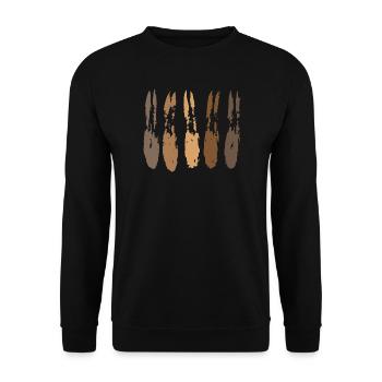 Erdfarben Muster / Pinselstriche - Abstrakt - Unisex Pullover - Schwarz - Vorne - Alina (178cm) & Michal (187cm)